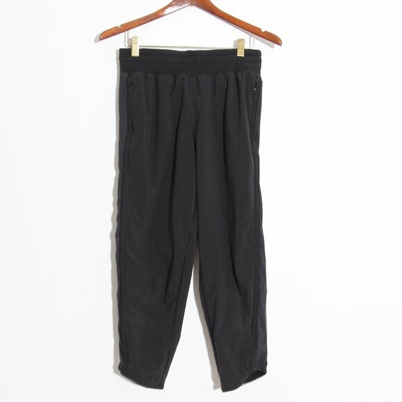 Lululemon High Rise Crop Capri Track Pants Joggers Mesh Side Panel Black Size 4 - Picture 1 of 12